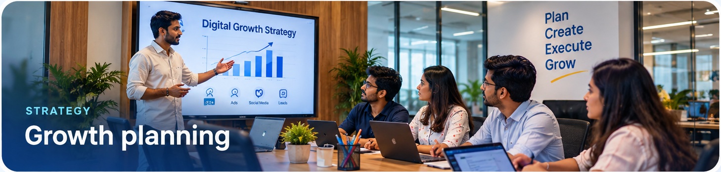 Indian digital marketing team discussing growth strategy